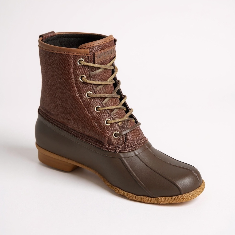 Sperry Men’s Saltwater Top Sider Duck Boots Brown NEW - Picture 2 of 12